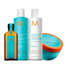 MoroccanOil Kit Máscara de Hidratação 250ml + Óleo de Argan 125ml + Shampoo 250ml + Condicionador 250ml